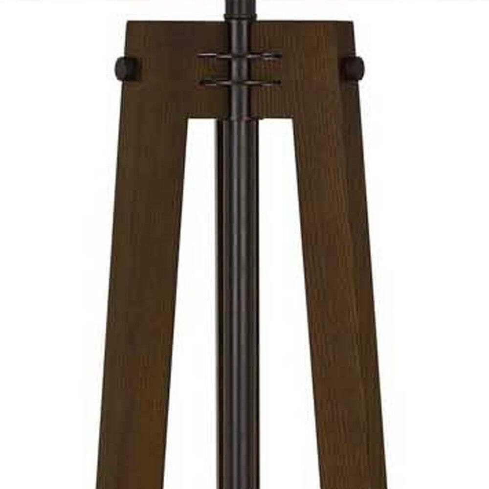 HomeRoots Tripod Floor Lamp - 65 in. Brown with White Rectangle Shade