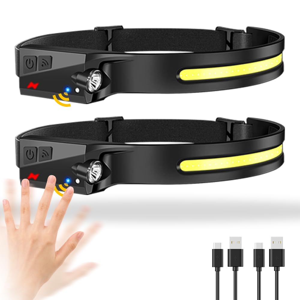 Headlamp Rechargeable, 1000 Lumen Headlamps for Adults, 230 Angles Wide Beam Headlamp & Spotlight, Motion Sensor, 6 Modes, Light