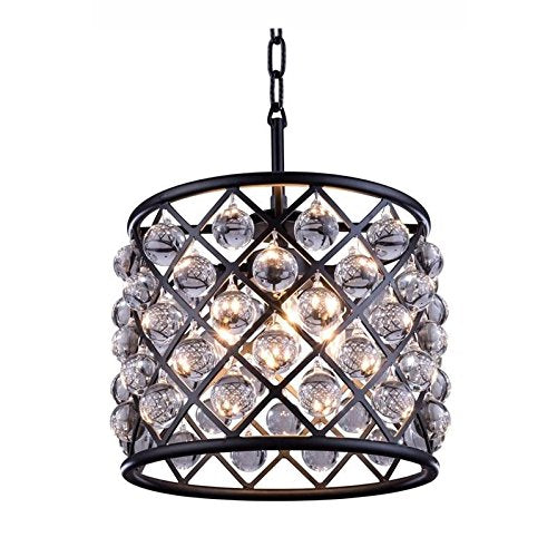 Elegant Lighting Madison Collection 3-Light Pendant Lamp with Royal Cut Crystals, Mocha Brown Finish