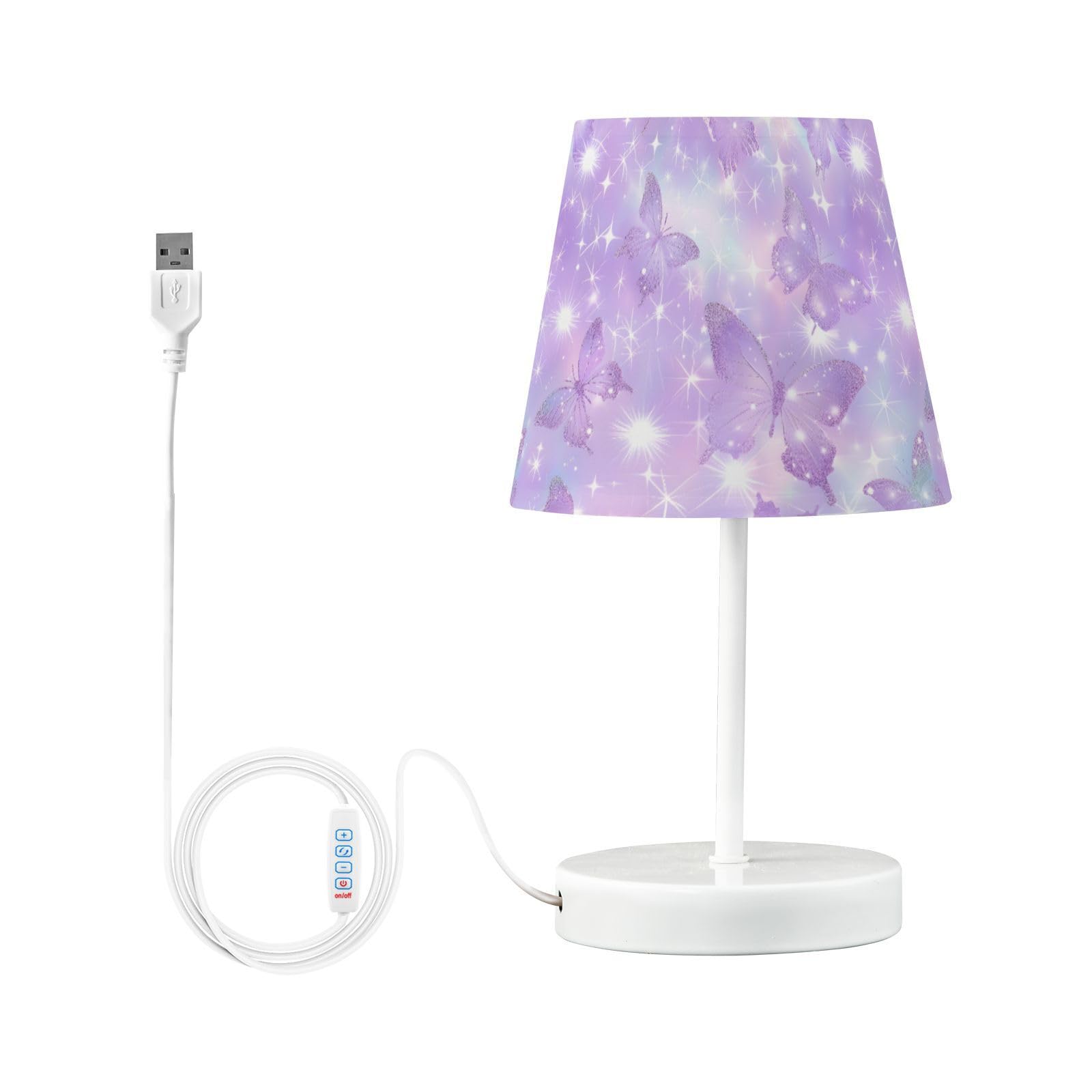 Bedside Lamp Stars and Butterflies Table Lamp Bedroom LED Nightstand Desk Lamp Lampshade for Sleeping Living Room Dorm Office