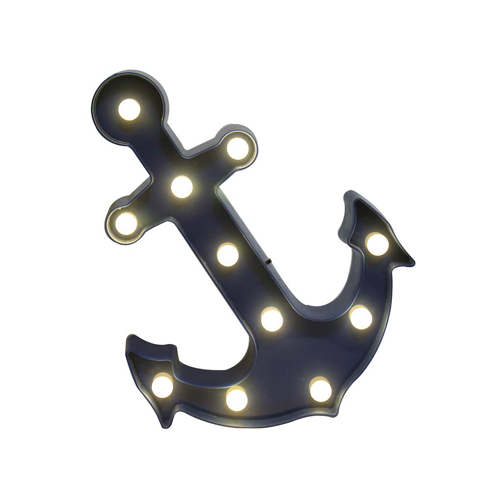 Fuchsun $$$ Led Marquee Signs Lighting Night Light Room Party Decoration Holiday (Blue Anchor)