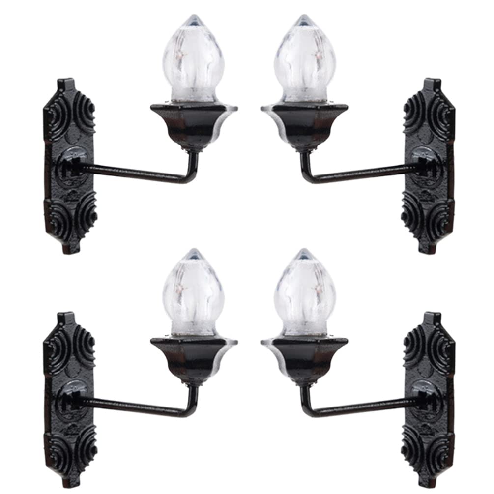 Yardwe Miniature Scene Lights - Vintage DIY 1:12 Scale LED Wall Sconces, 5pcs Set, Outdoor & Indoor Use