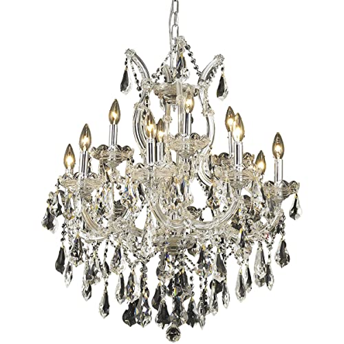 Elegant Lighting Royal Cut Crystal Chandelier 13-Light Two-Tier 27in Chrome Silver Model 2801D27C/RC