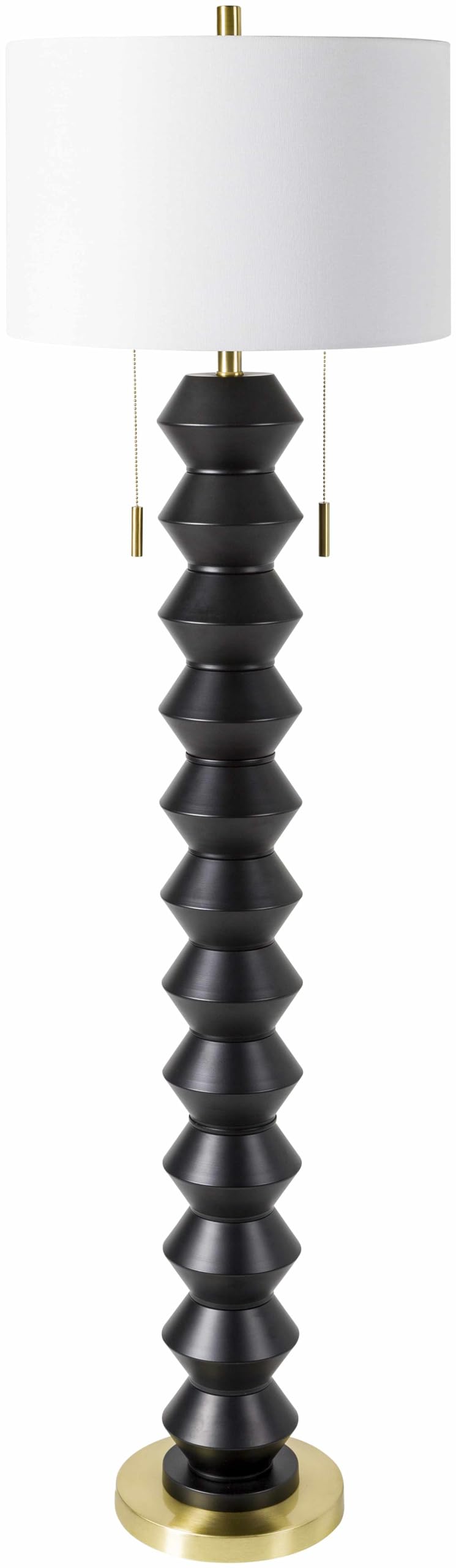 Boutiquerugs Cornaredo Floor Lamp For Living Room - Modern Iron Standing Lighting - Shade Linen - Black And White, Gold - 62'' H