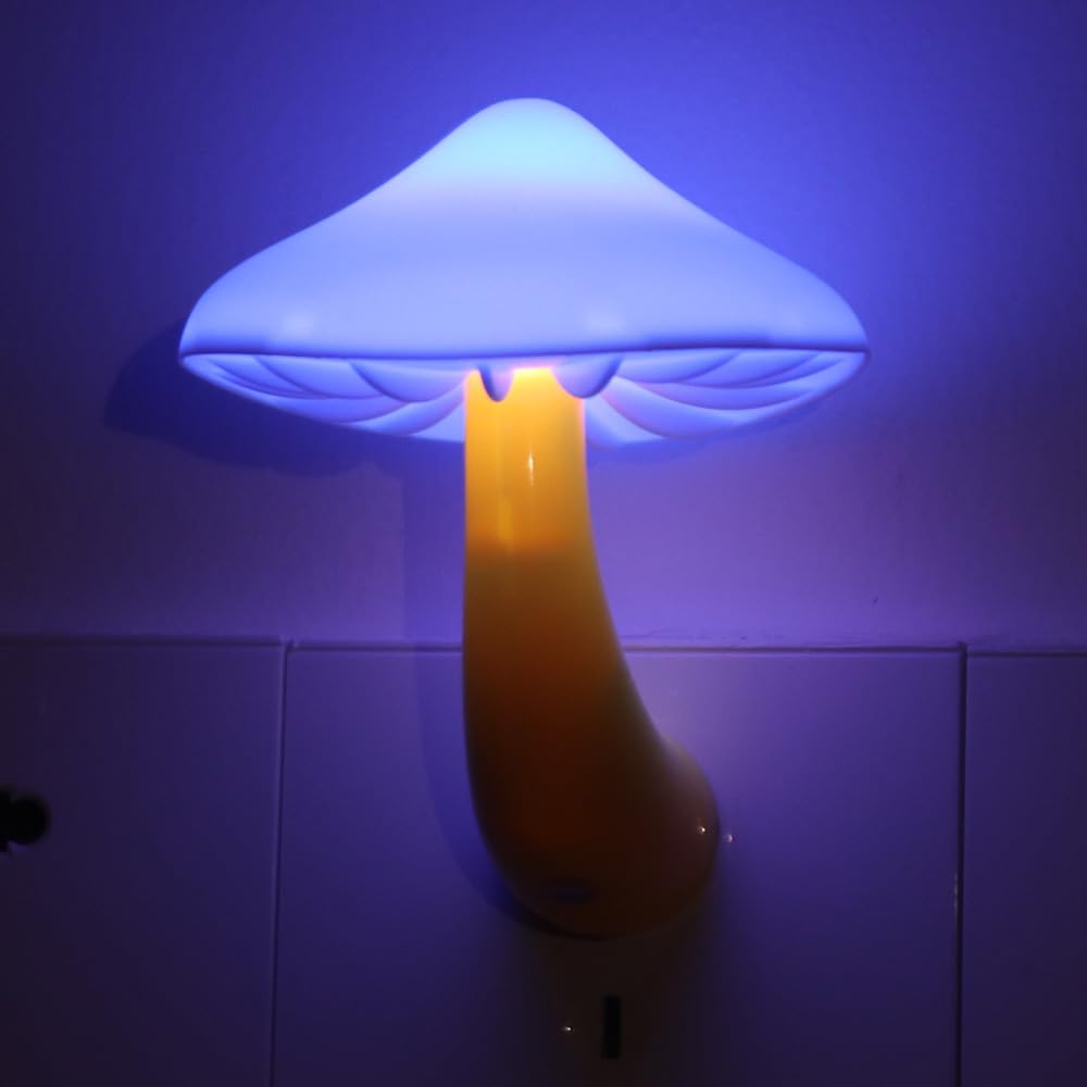 Ausaye Blue Led Lamp Mushroom Nigh Light,Plug In Nightlight,Sensor Night Lights For Kids Adults Bedroom,Bathroom,Toilet,Stairs,K
