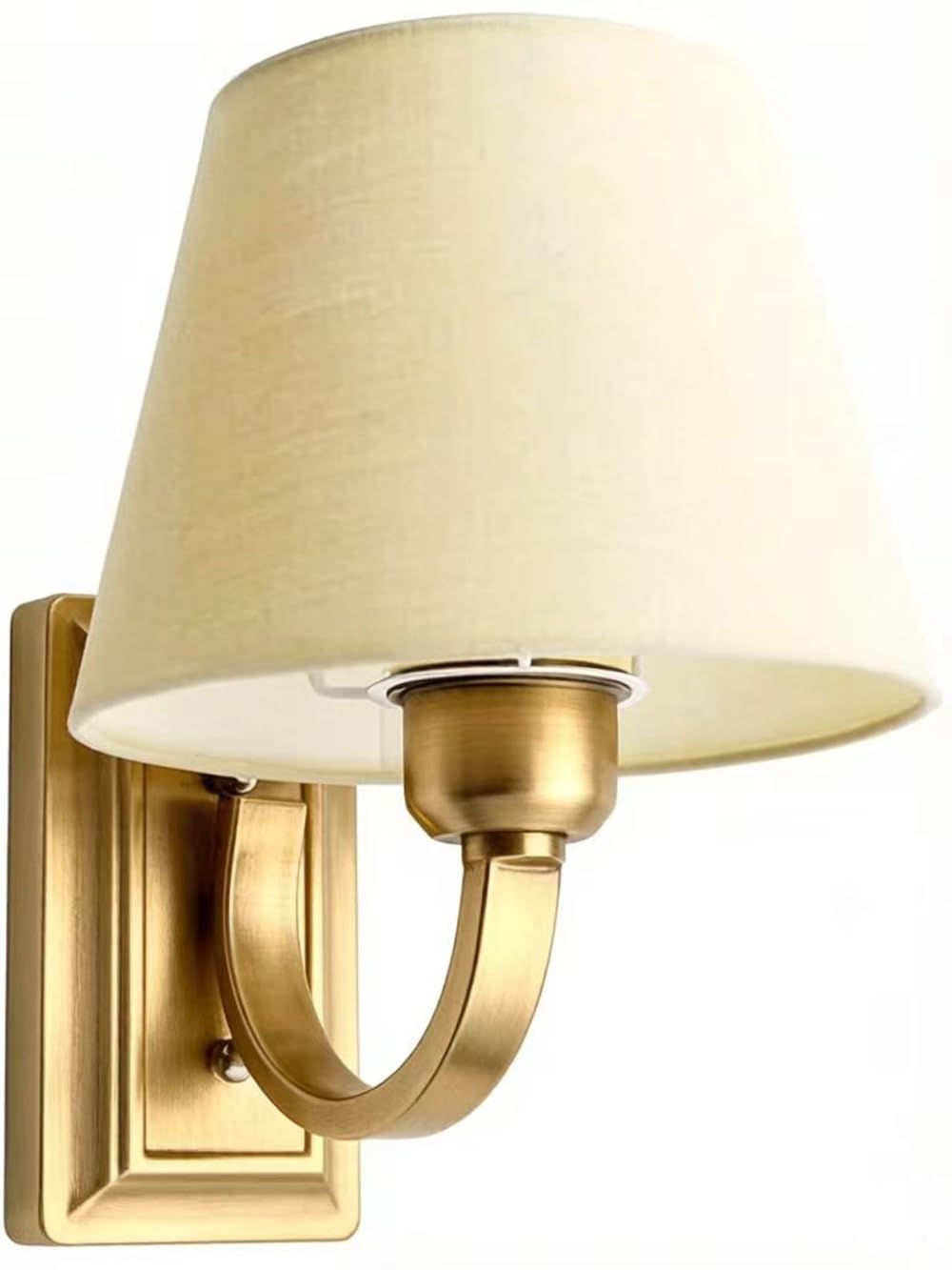 Lysed Wall Sconce Vintage Style Wall Light Fixture, Classic Wall Lamp for Indoor, Bedroom, Gold Iron Wall Lamp with Beige Fabric