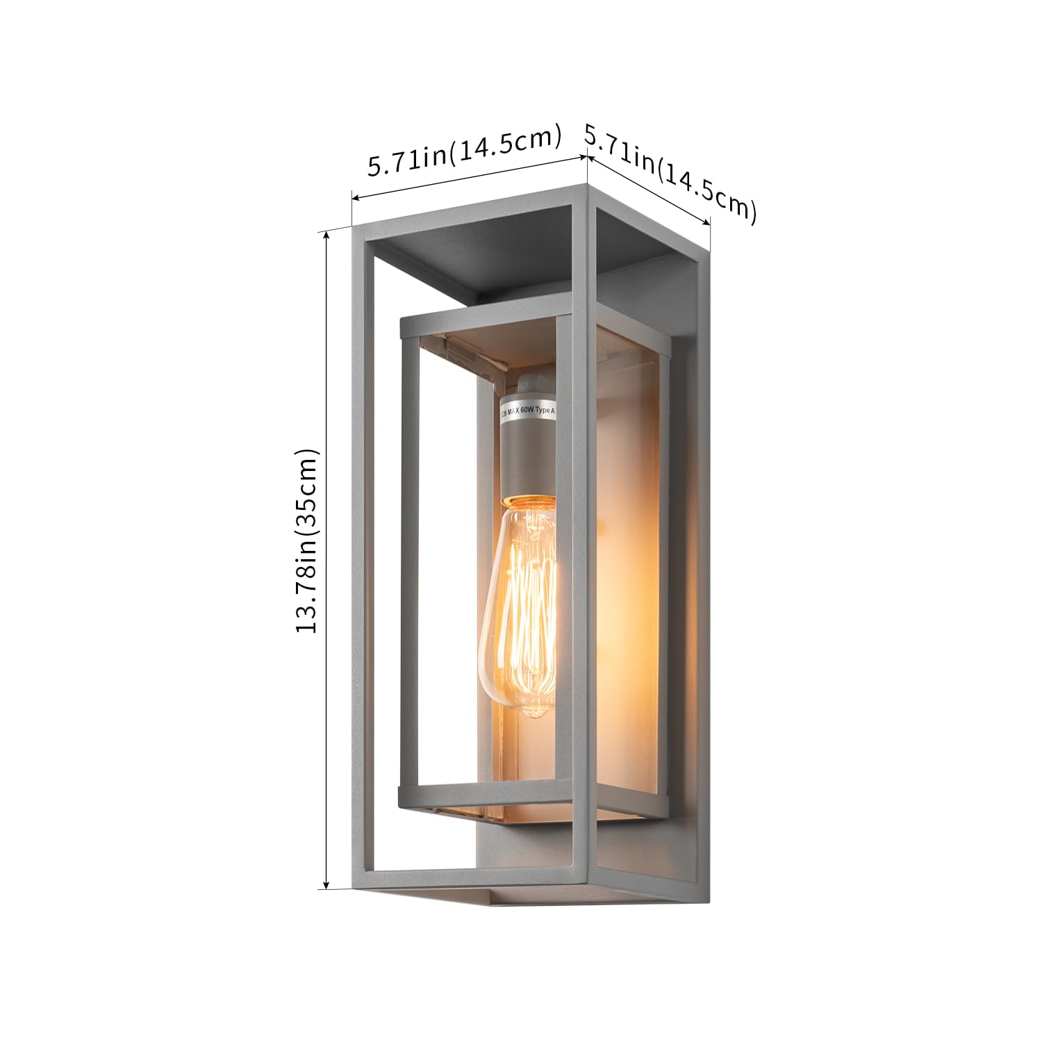 Mirrea 14'' Classic Outdoor Wall Sconce 1 Light In Rectangular Metal Frame And Clear Glass Shade Waterproof Porch Light Patio Li