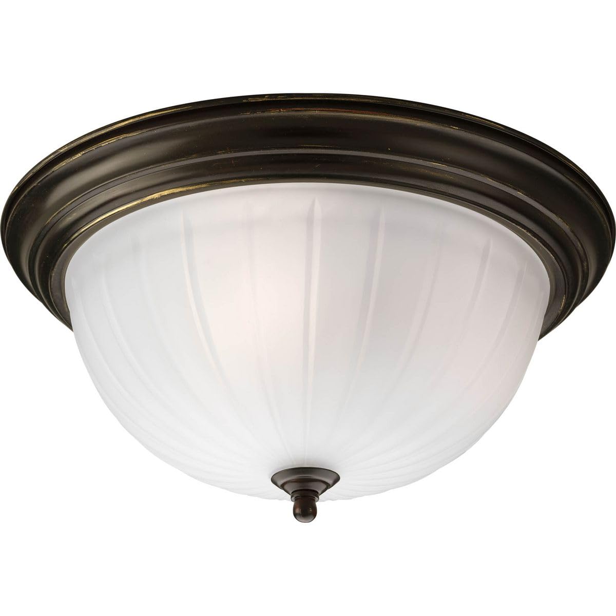 Progress Lighting P3818-20 3-Light Close-To-Ceiling With Etched Ribbed Glass, Antique Bronze