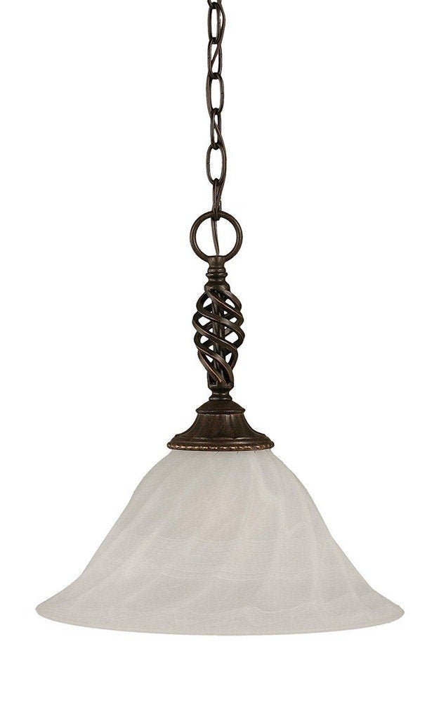 Toltec Lighting 82-DG-5731 Elegante Pendant with 14 White Alabaster Swirl Glass, Dark Granite Finish