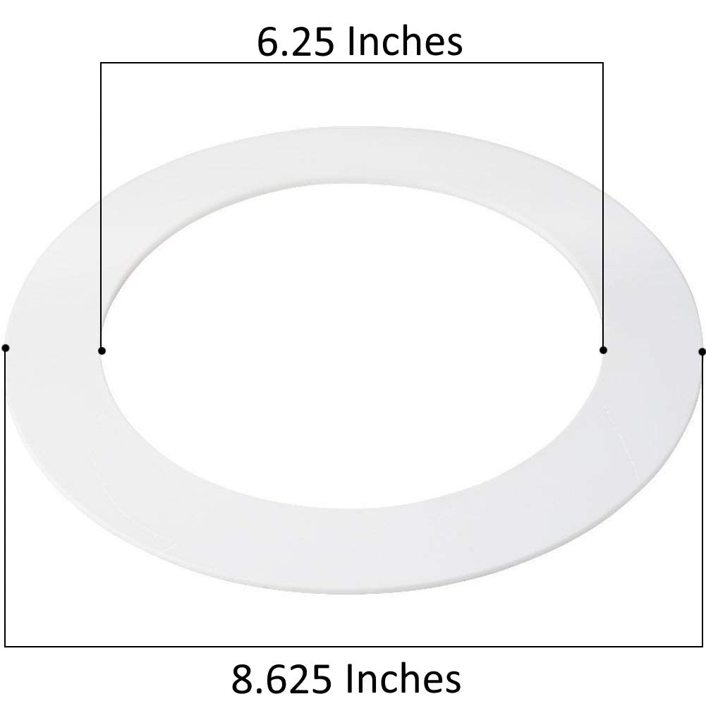 10 Pack Gloss White Goof Trim Ring For 8" Inch Recessed Can Lighting Down Light, Outer Diameter 8.6 Inches, Inner Diameter 6.2 Inches