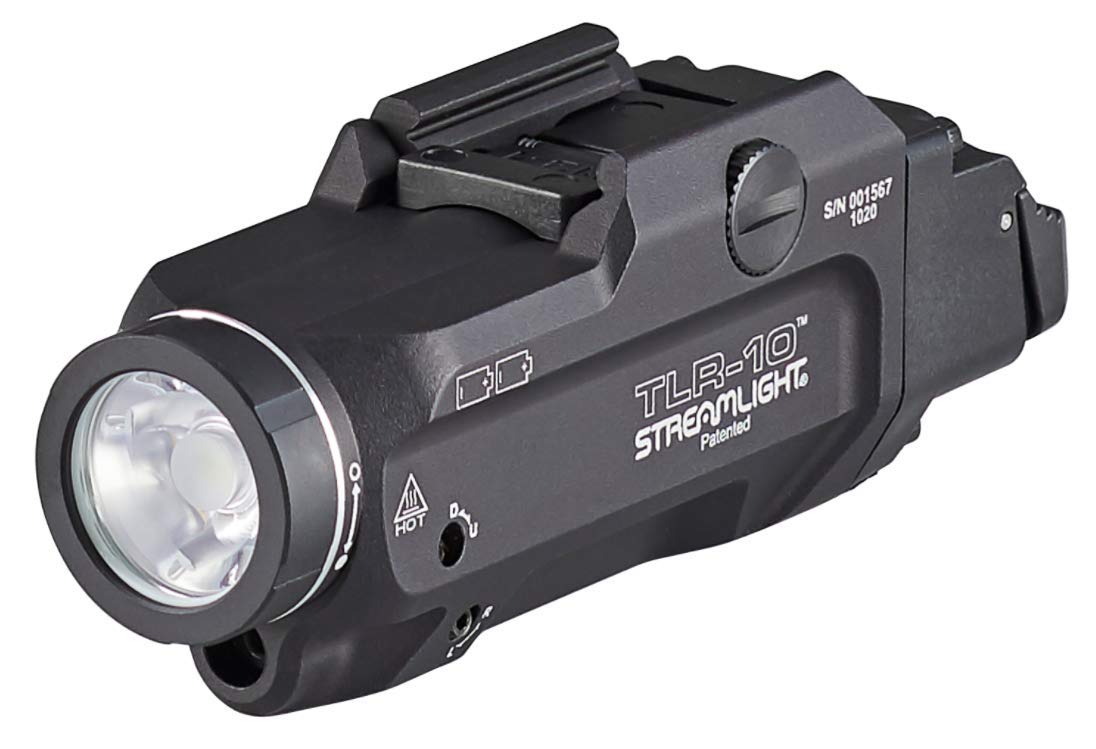 Streamlight 69470 TLR 10 Flex 1000 Lumens Low-Profile, Rail Mounted Tactical Light With Red Laser, Black, Box Packaged