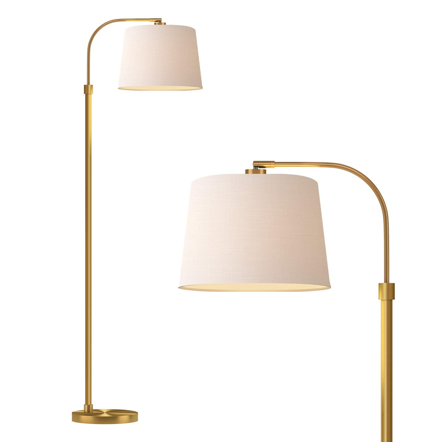 Oneach 62 Gold Arc Floor Lamp - Vintage Mid-Century Modern Metal Reading Light For Living Rooms, Bedrooms, And Offices - Model Amz-F2015-Gl