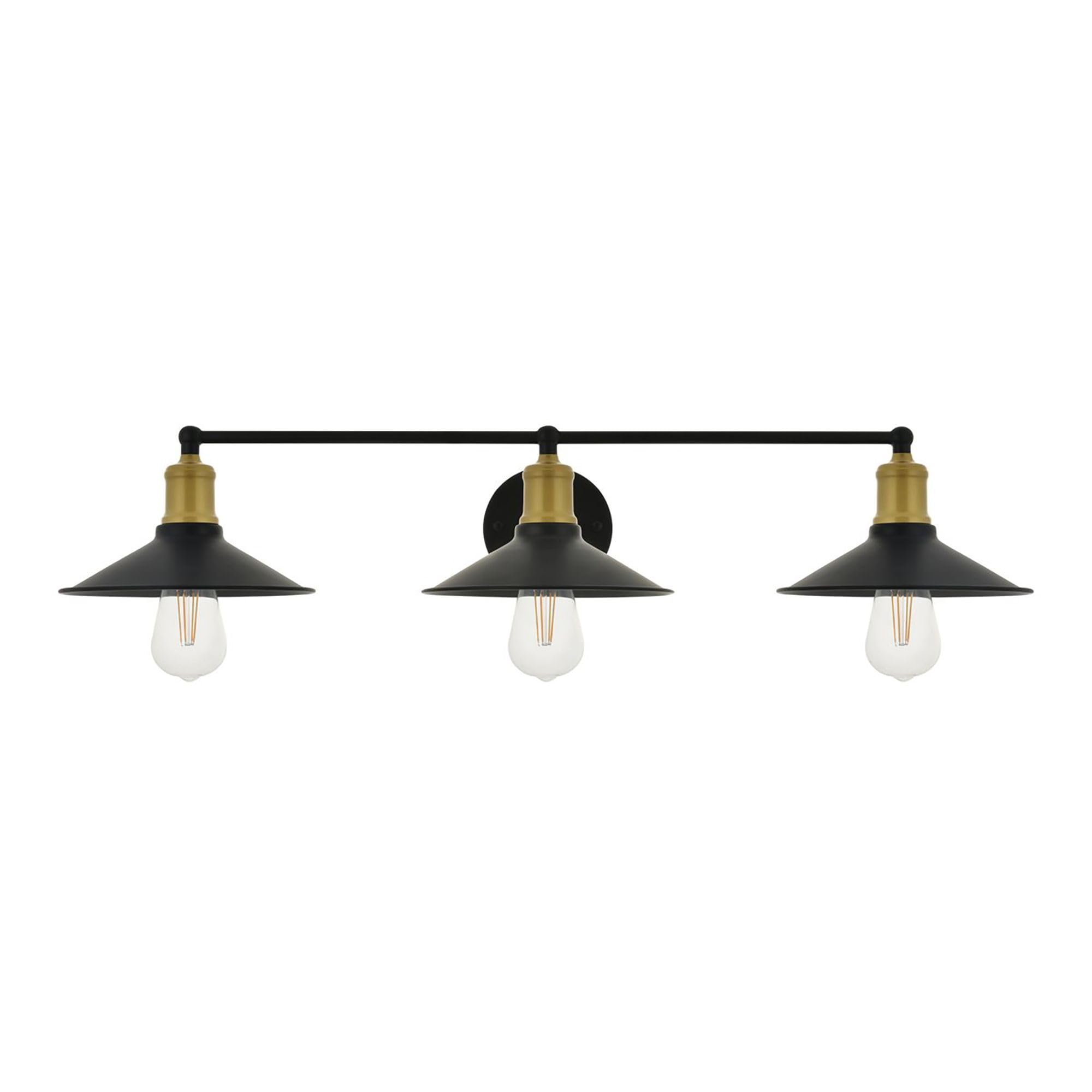 Living District Etude 3-Light Mid-Century Metal Wall Sconce in Brass and Black