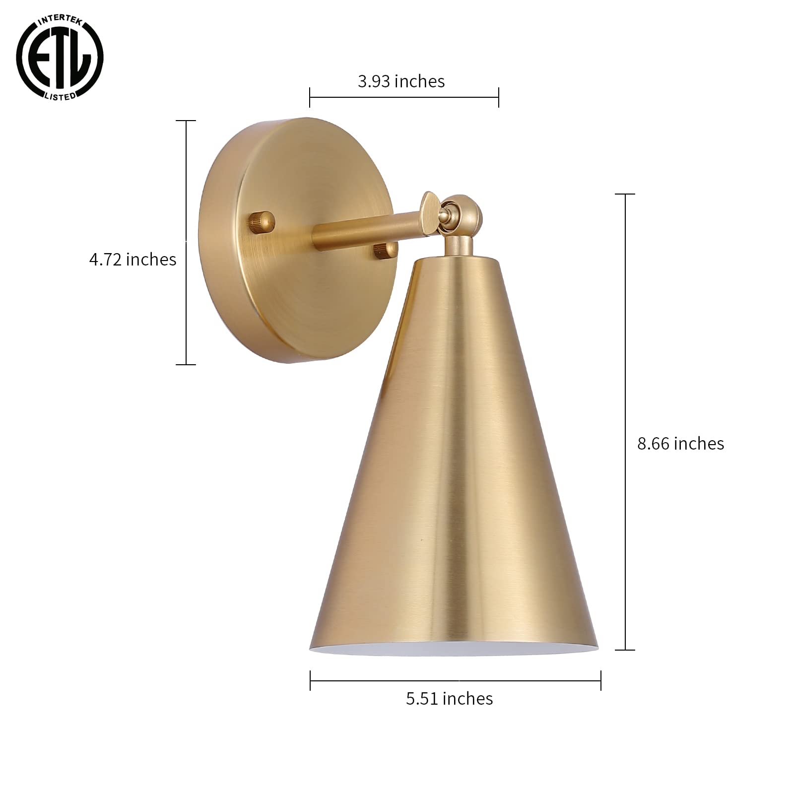 Mwz Gold Wall Sconces Set Of 2, Modern Brass Swing Arm Lighting For Bedroom, Kitchen, Living Room