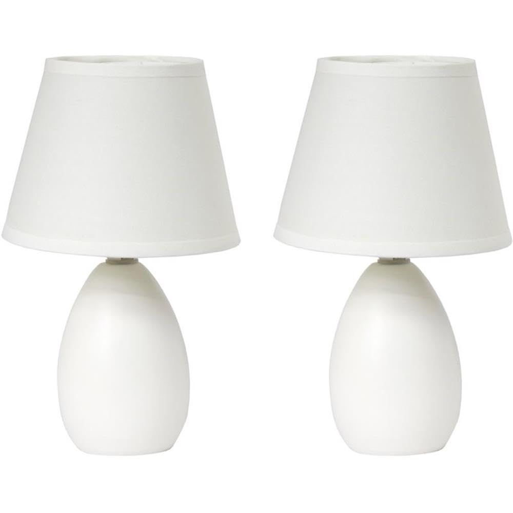 All The Rages Lt2009-Off-2Pk Simple Designs Mini Egg Oval Ceramic Table Lamp 2 Pack Set, Off White