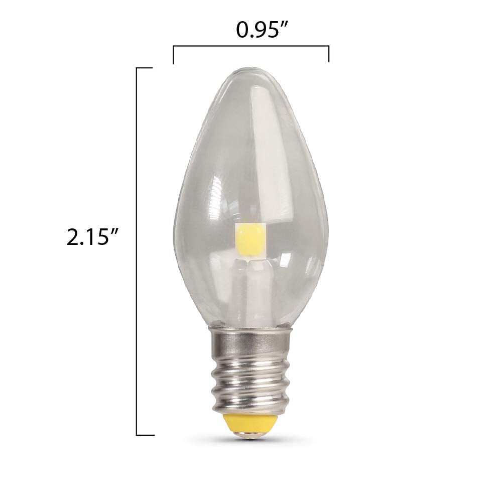 Feit Electric Candelabra Base LED Night Light Bulb, 0.6W, 30 Lumen, 5000K Daylight, 4 Count, Model BP7C7/