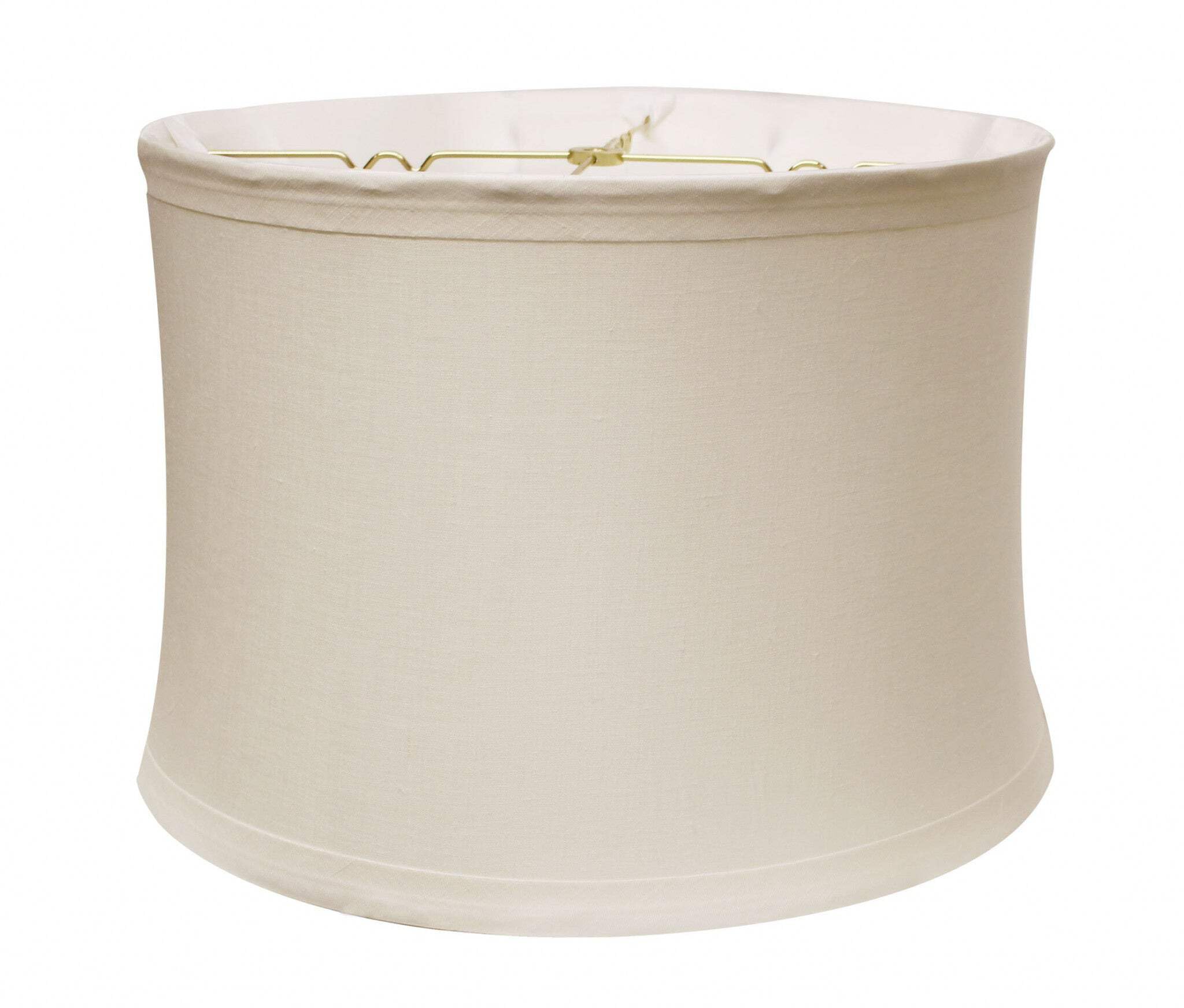 HomeRoots Linen Lampshade 19 in. Snow Drum Trimmed Warm White Model 469543