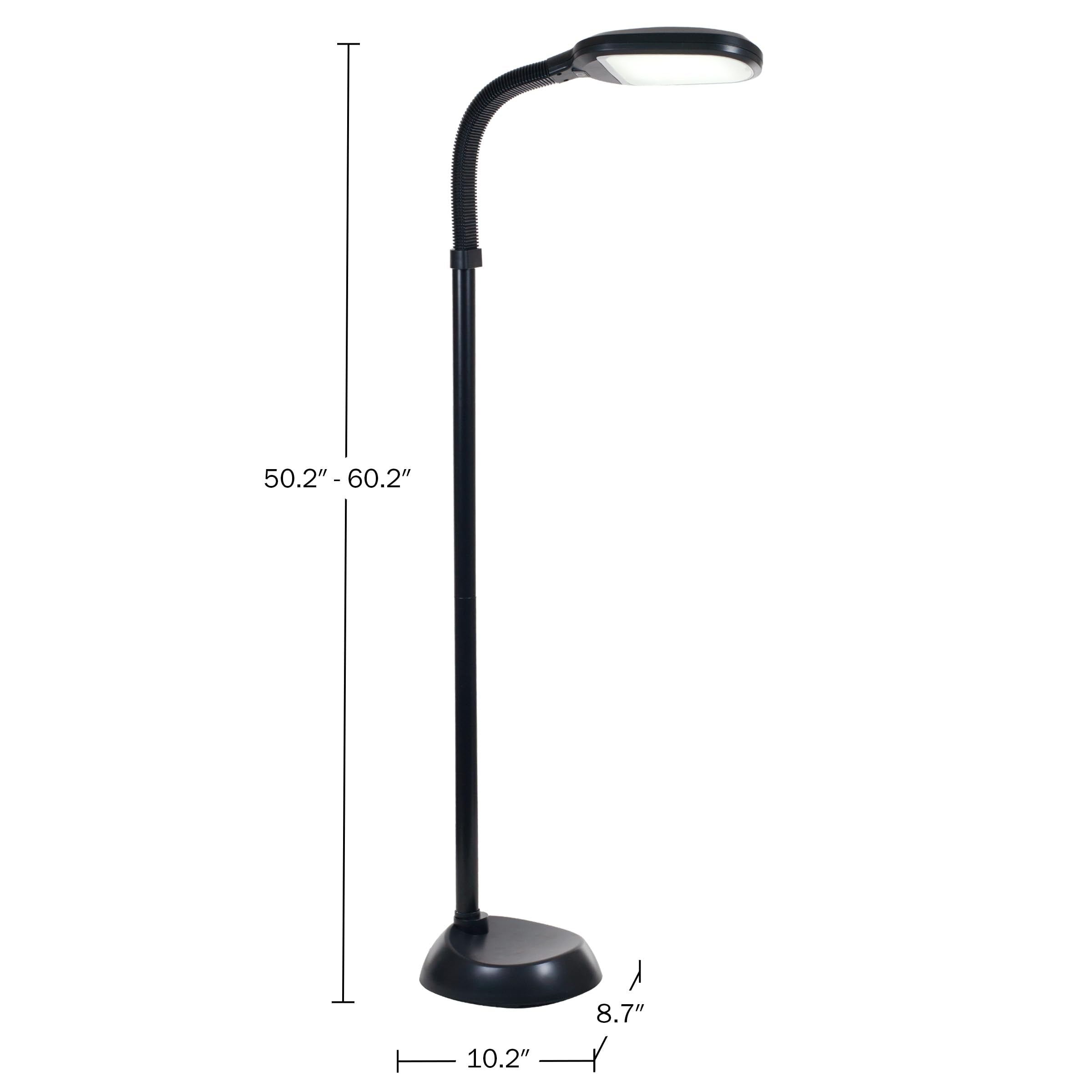 Lavish Home Led Floor Lamp - Full Spectrum Natural Sunlight Lamp With Bendable Neck - Dimmable Reading, Craft, And Esthetician Light (Black)