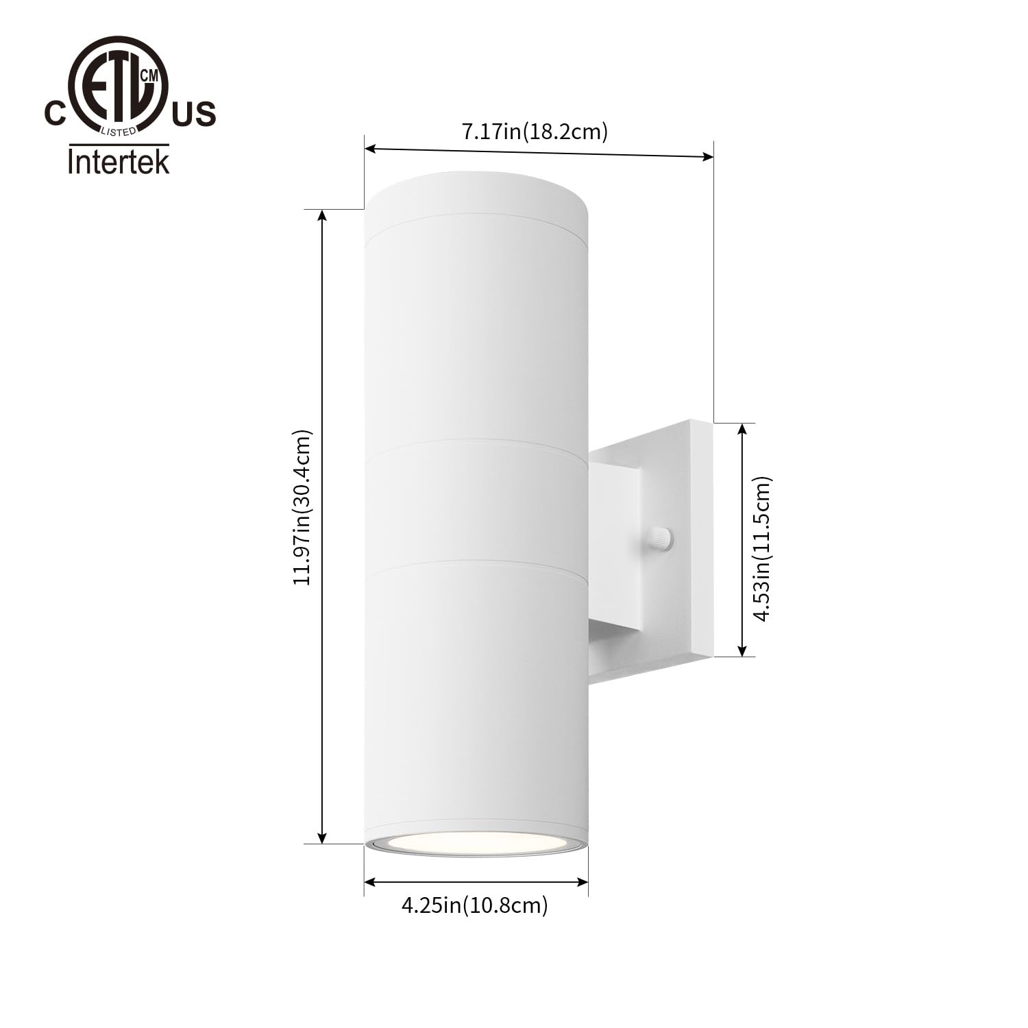 Mirrea Modern Outdoor Porch Light Patio Light In 2 Lights With Aluminum Cylinder And Tempered Glass Cover Waterproof Wall Sconce