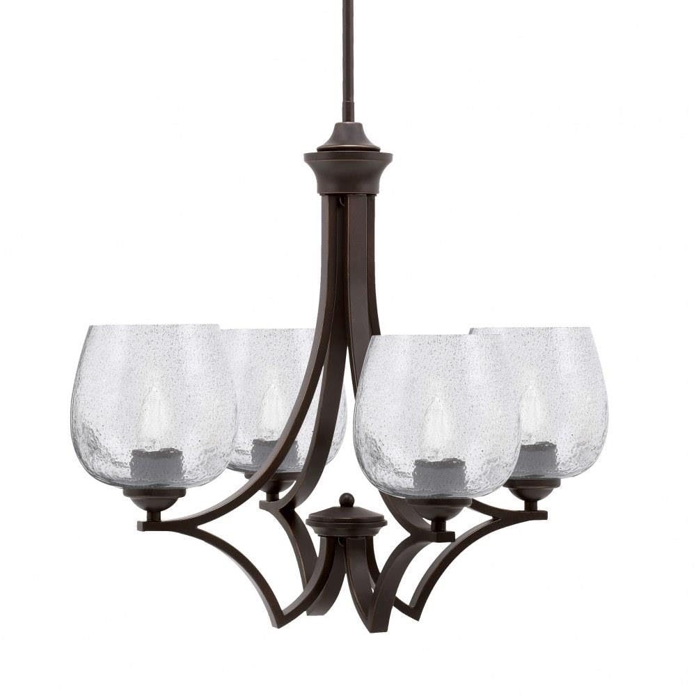 Toltec Lighting 564-DG-4812 Zilo - 4 Light Uplight Chandelier-19.75 Inches Tall and 21 Inches Wide, Finish Color: Dark Granite, Glass Color: Smoke Bubble