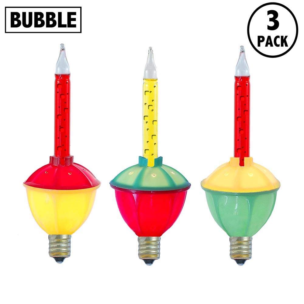 Novelty Lights Christmas Bubble Light Replacement Set - C7/E12 5W, Red/Yellow, 3 Pack