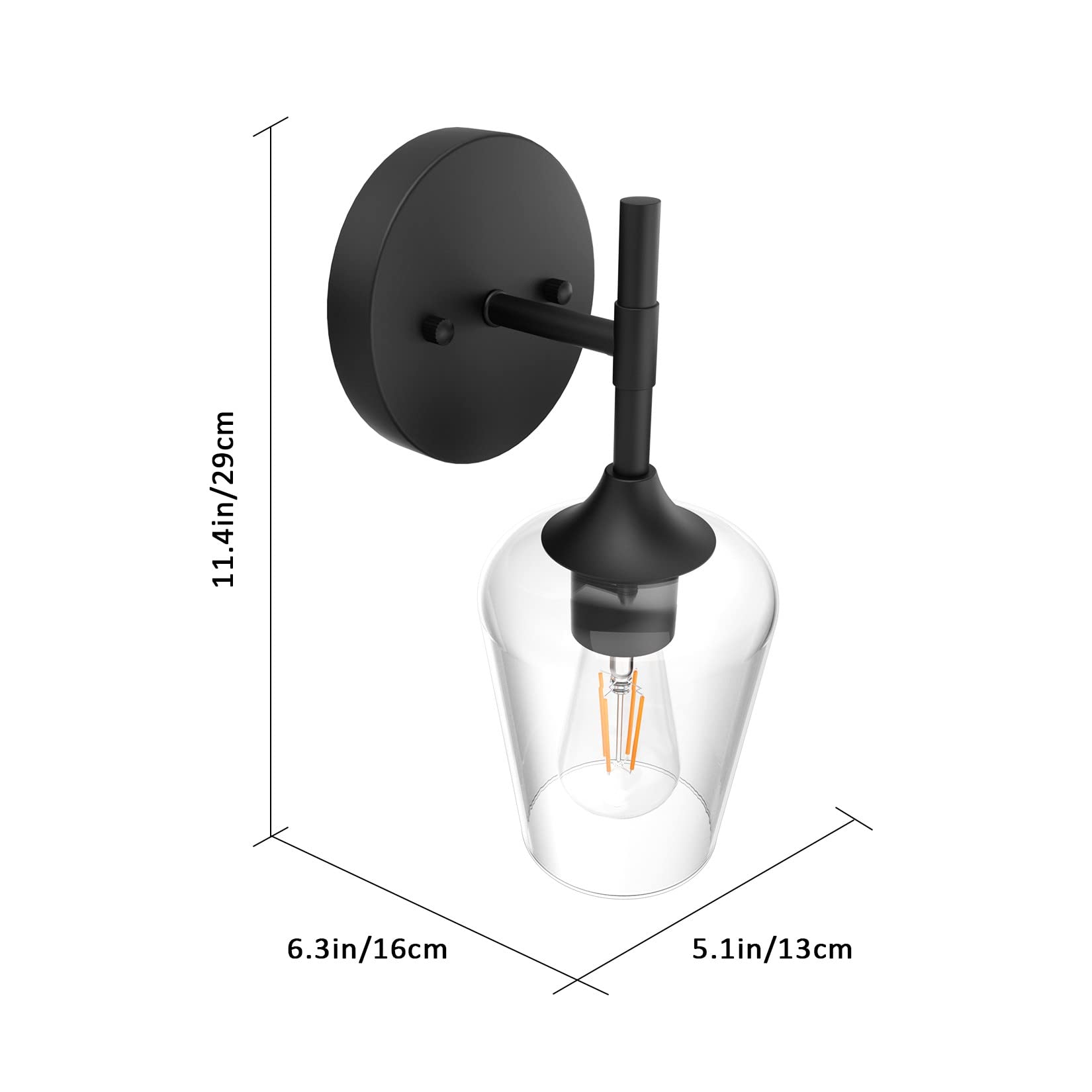Ralbay Matte Black Bathroom Light Fixture 6-Light Industrial Metal with Clear Glass Vintage Farmhouse Model 1117