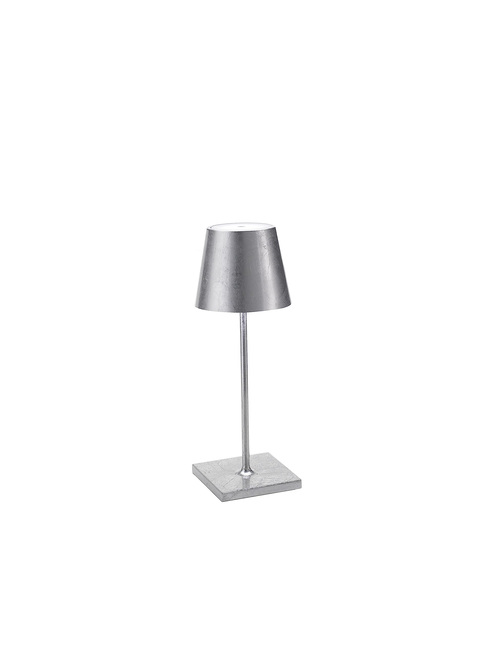 Zafferano, Poldina Pro Mini Lamp With Silver Leaf, Rechargeable Cordless Table Lamp With Touch Controls, Usable As An Indoor Lam