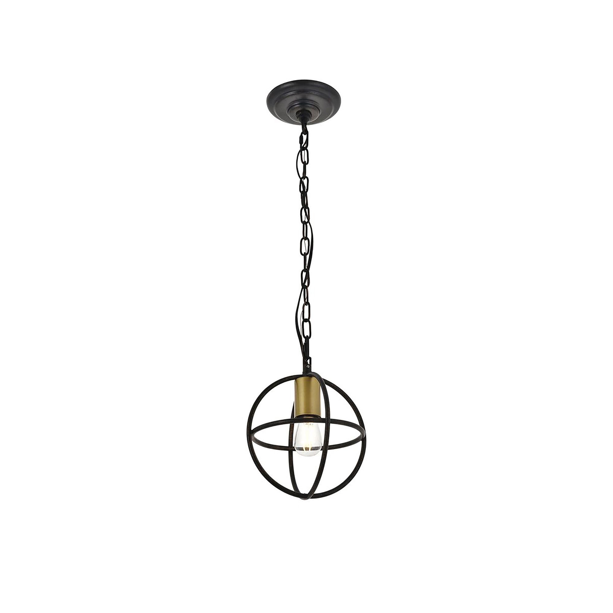 Living District Indoor Modern Home Decorative Bright Ceiling Octavia 1 Light Brass and Dark Brown Pendant