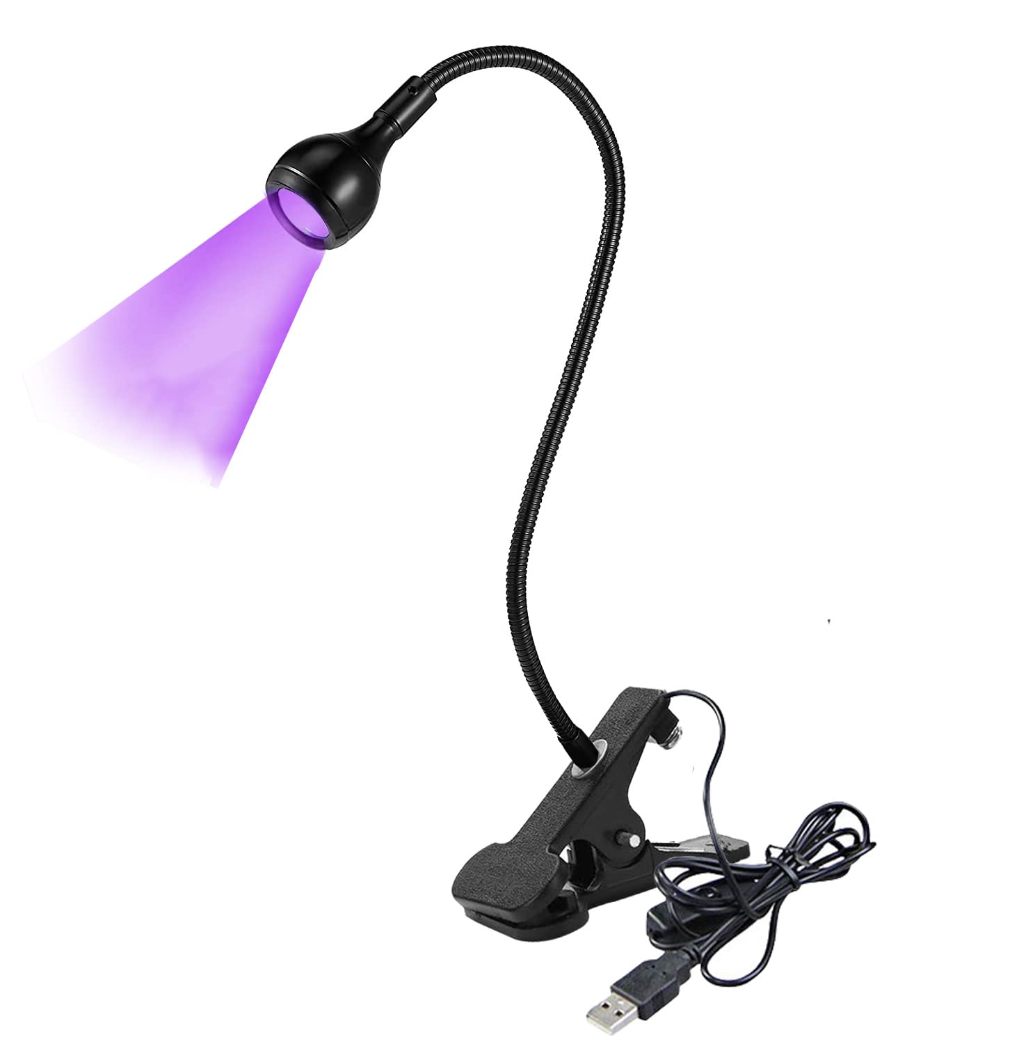Meitawilltion 3W UV LED Desk Light,Flexible Gooseneck and Clamp Mini Desk Light with Switch,Portable Glue Curing Lamp Light for