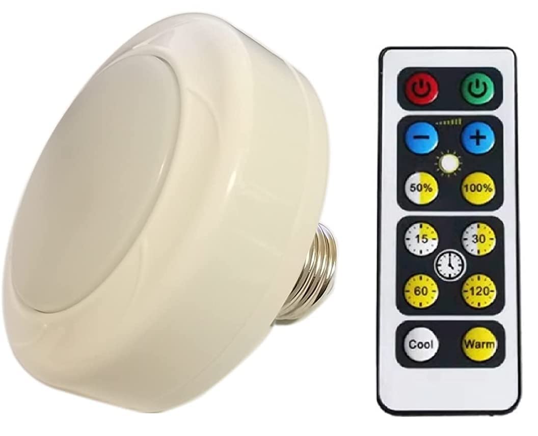 Anuomy 1 Pack Battery Operated Light Bulbs For Lamps With Remote,Replacement Aa Bulb,Battery Powered Led Puck Lights With E26 Sc