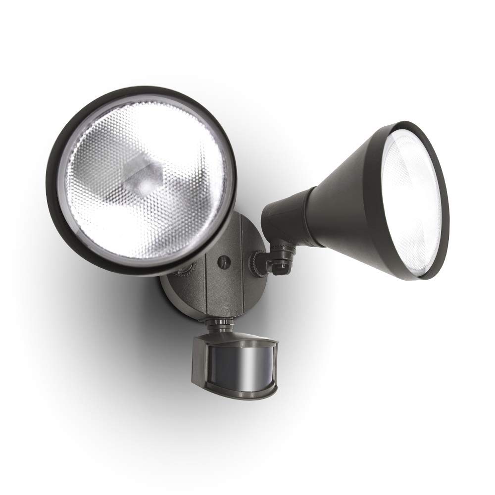 LUTEC LED Motion Sensor Light, Dual-Head, 1800LM, Waterproof, Bronze, AL+PC, 2 Bulbs Included