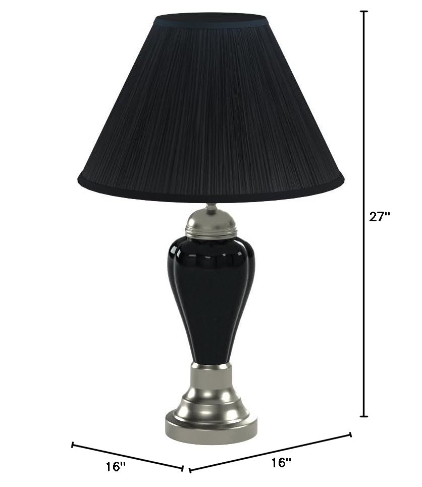 ORE Ceramic Table Lamp 27-Inch Model 6117SN-BK Silver/Black Finish