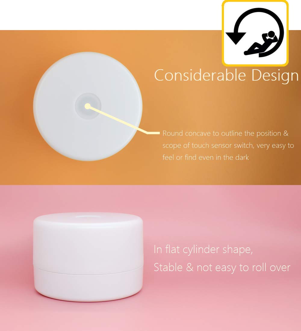 RTSU Dimmable Touch Bedside Lamp, Ivory White LED Nightlight for Kids & Adults, Model RTSU-AT001, Decorative Table Light for Bedroom & Nursery