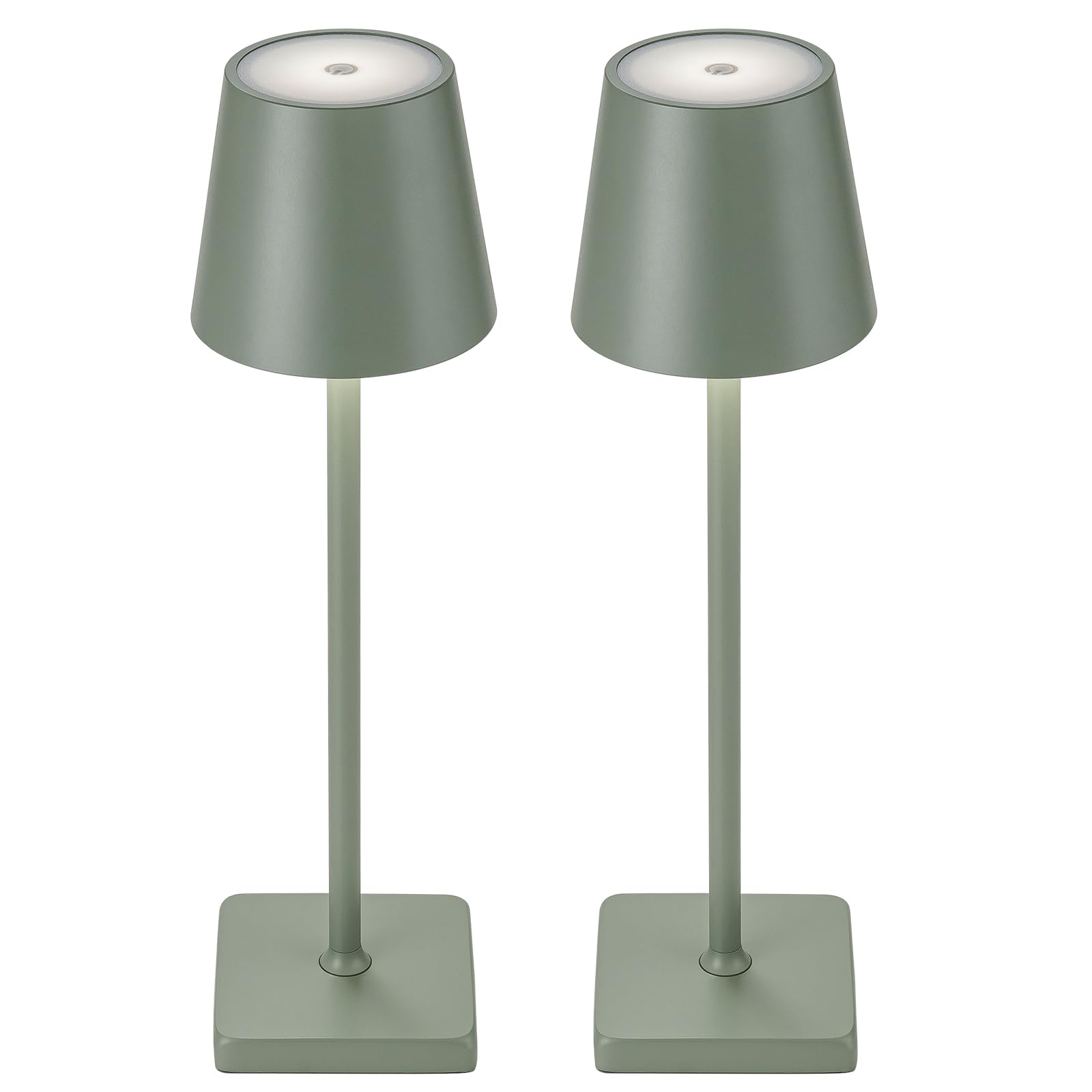 kelary Cordless Table Lamp 2 Pack Rechargeable LED Stepless Dimmable Aluminum Green