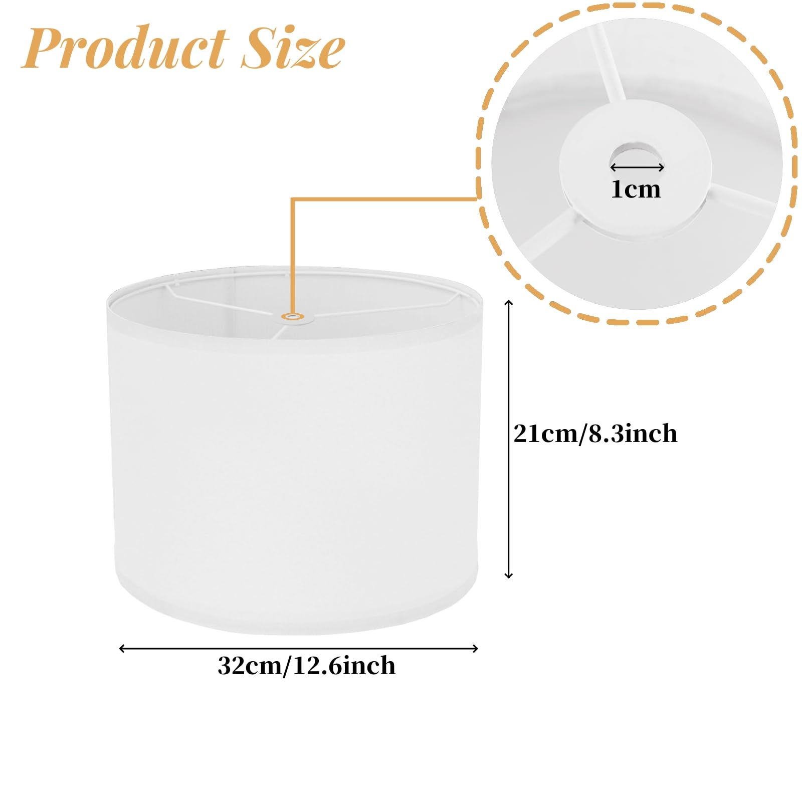 Filltown Lamp Shades Set Of 2, Drum Lampshades 12.6'' Diameter X 8.3'' High Lamp Shades For Table Lamps Natural Linen, For Floor