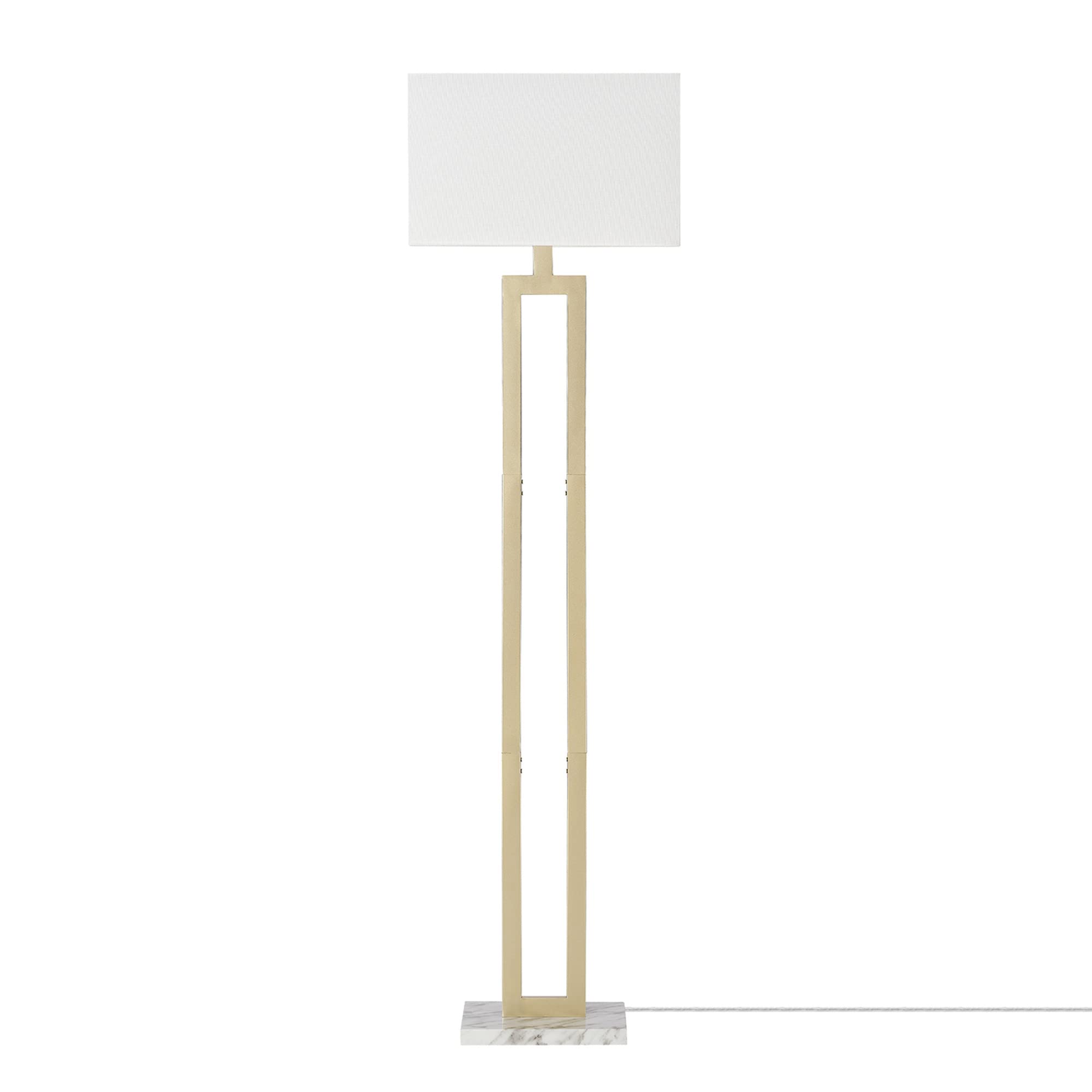 Globe Electric 12273 DAlessio 58 Floor Lamp, Gold, White Linen Shade, Faux Marble Base, On/Off Socket Rotary Switch, Title 20 L