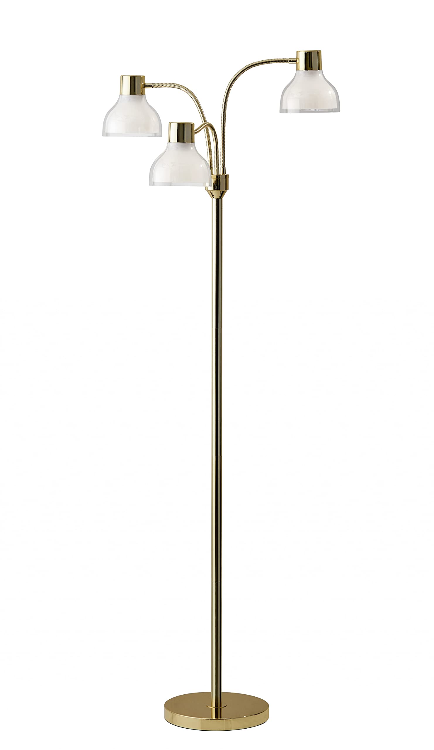 HomeRoots 3-Arm Floor Lamp, Gold Metal, 30in W x 30in D x 69in H