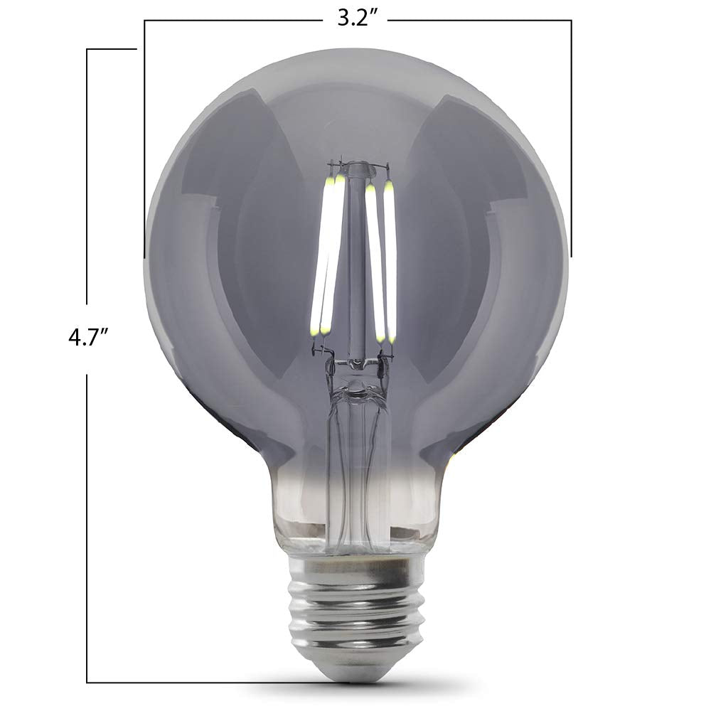 Feit Electric G25 LED Light Bulb - 60W Equivalent, 150 Lumen, 5000K Daylight, Dimmable, Smoke Glass, 1 Pack
