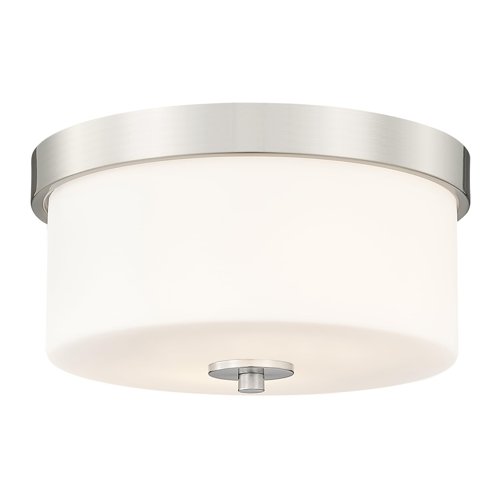 Emak Modern Brushed Nickel Ceiling Light Fixture With Milk Glass Shade, 2-Light, 11 Inch