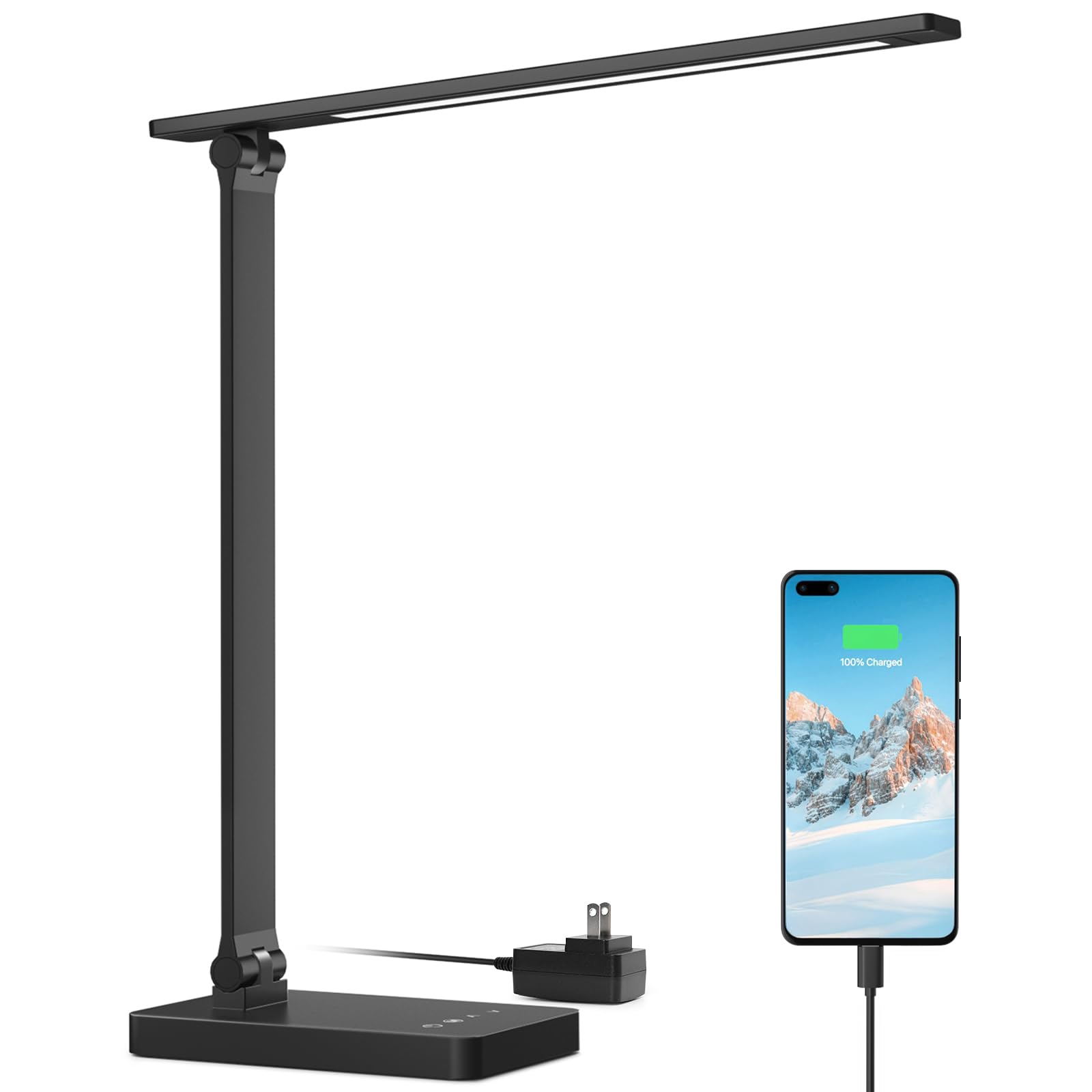 Lepro LED Desk Lamp Touch Control, Dimmable, 3 Color Modes, 5 Brightness Levels, Aluminum, Black