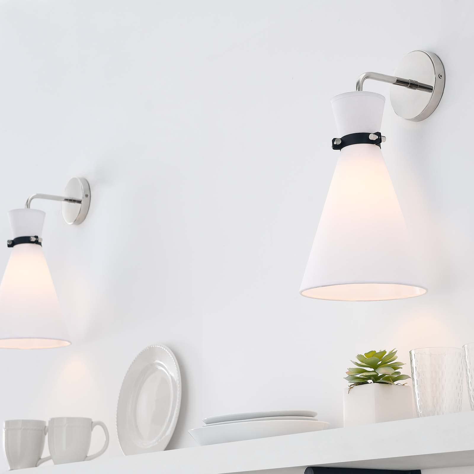 Modway Starlight 1-Light Wall Sconce in White Polished Nickel