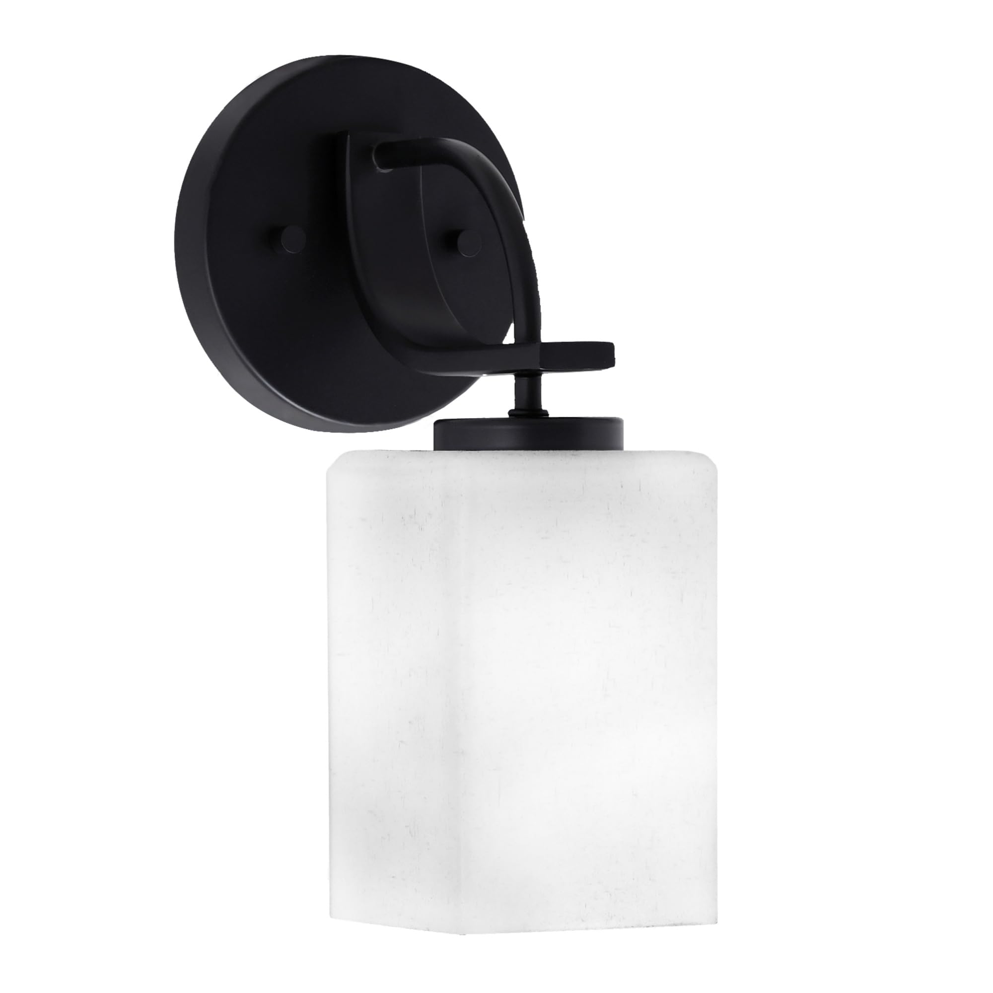 Cavella 1 Light Wall Sconce Shown In Matte Black Finish With 4" Square White Muslin Glass