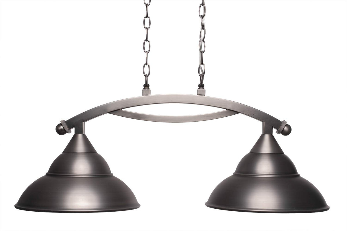 Toltec Lighting 872-BN-428-BN Bow 2 Light Island Light with 13&quot; Brushed Nickel Double Bubble Shade, Brushed Nickel Finish