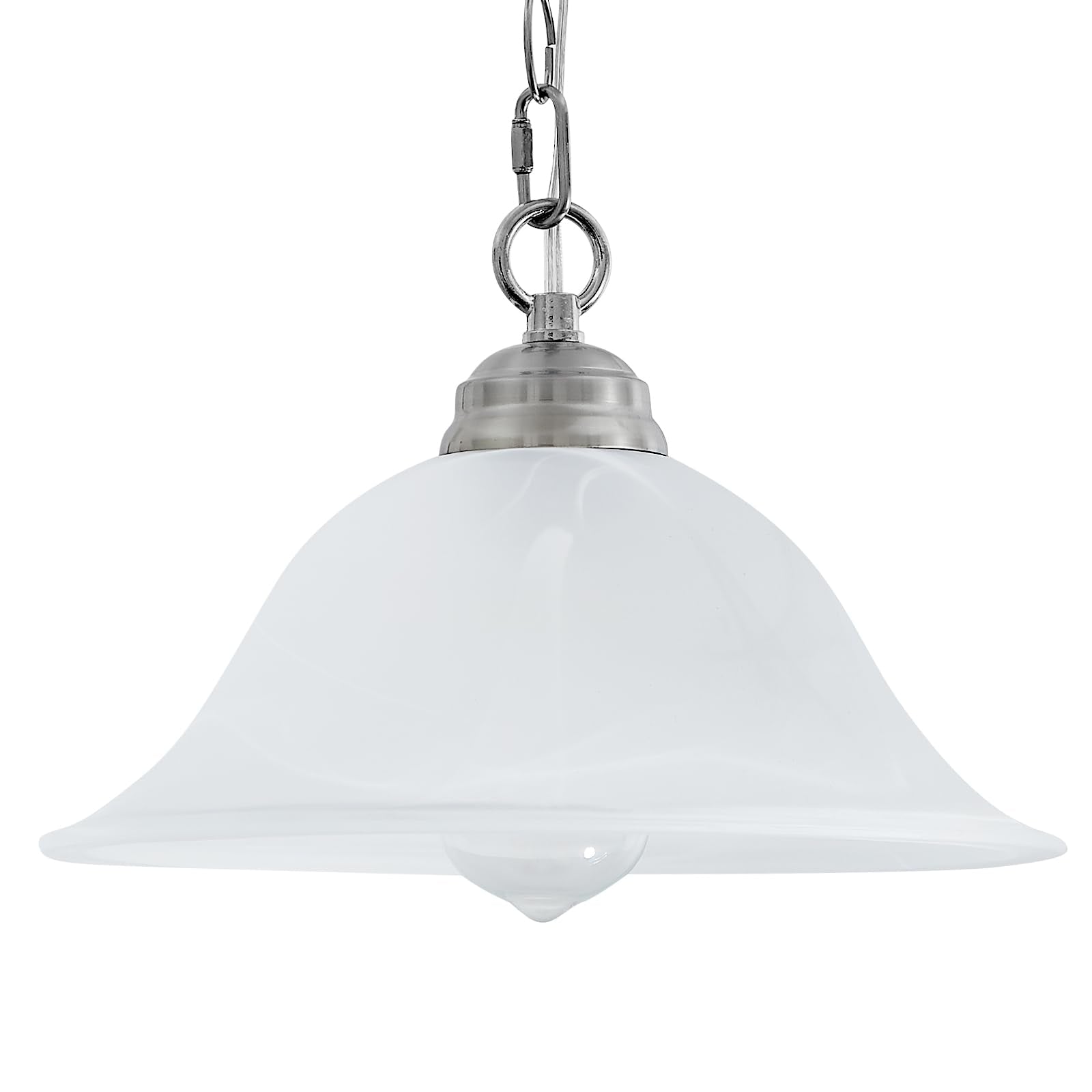 Shengqingtop 15.7&quot; D Alabaster Glass Pendant Light, Dimmable Brushed Nickel With Switch