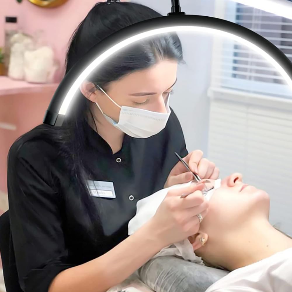 Atlas View Half Moon LED Floor Light, Aluminum, Black, Model 14, Ideal for Estheticians, Tattoo Artists, and Content Creators