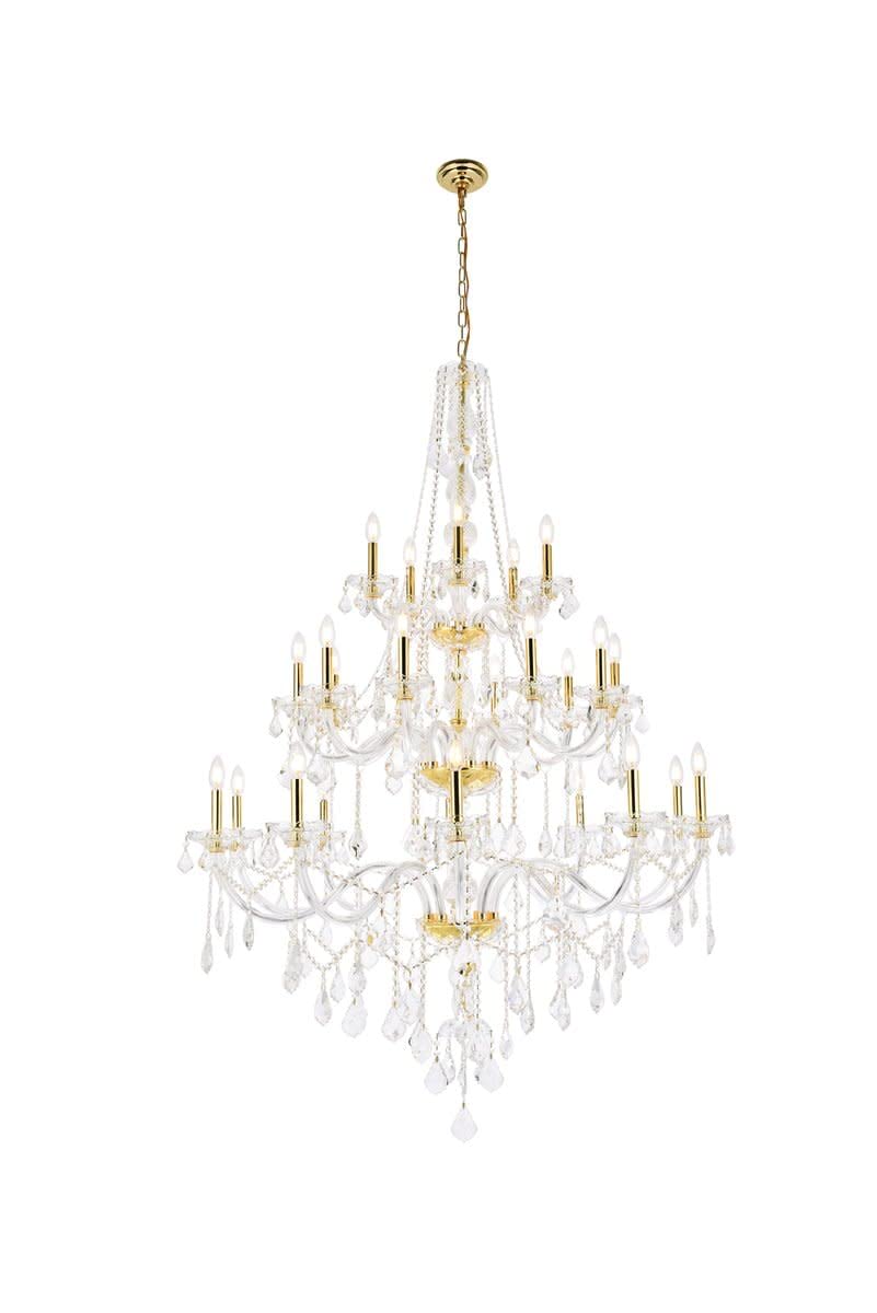 Elegant Lighting 25-Light Gold Chandelier With Clear Royal Cut Crystal