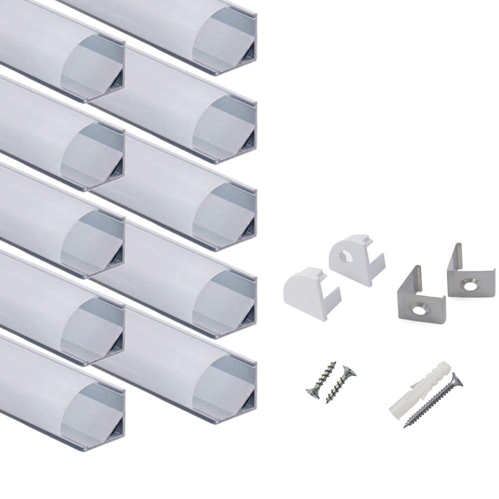hunhun V Shape LED Aluminum Channel System, 10-Pack, 3.3ft, Silver, Model CH-01-10, Easy Installation