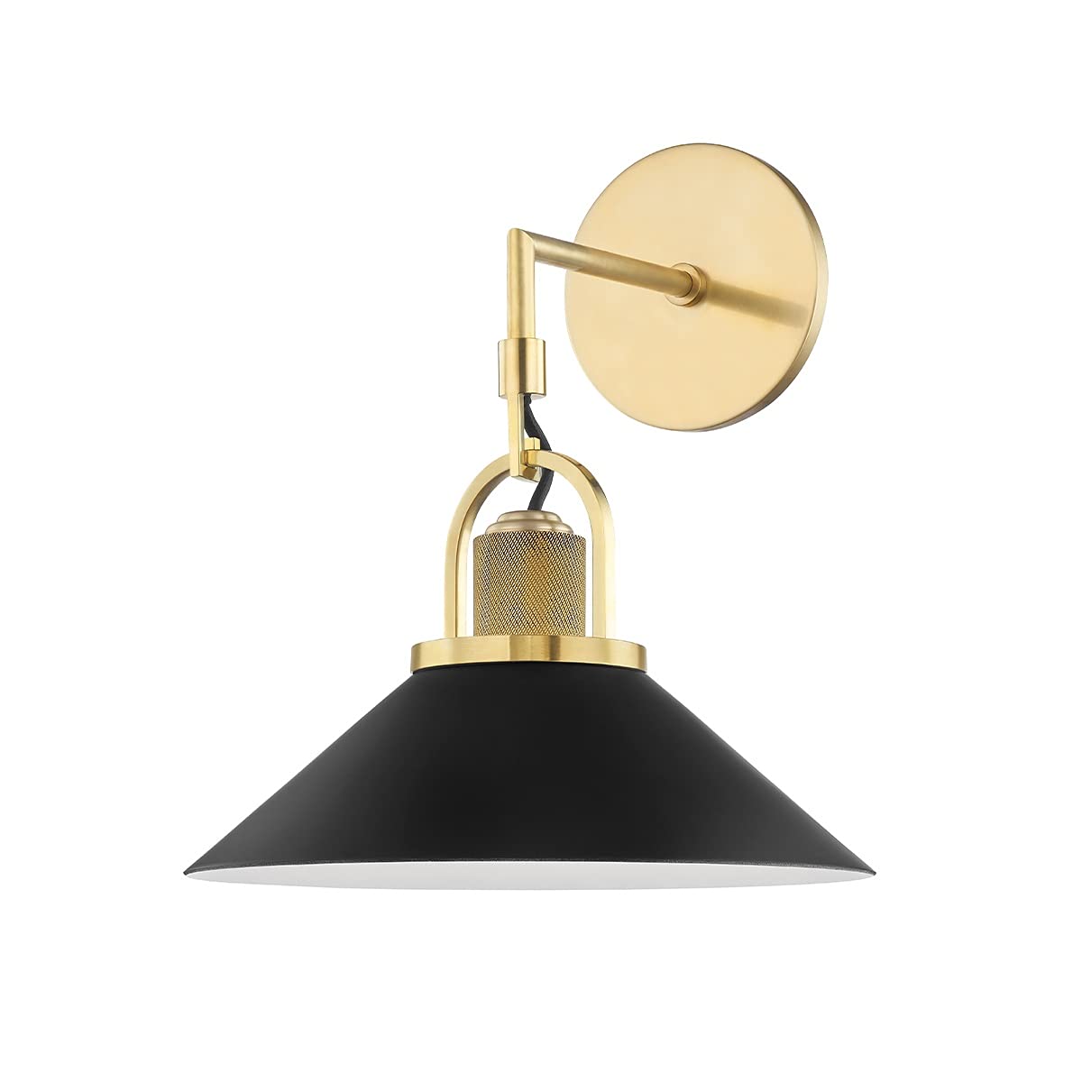 Hudson Valley Lighting Syosset 1-Light Wall Sconce - Aged Brass Finish - Black Shade