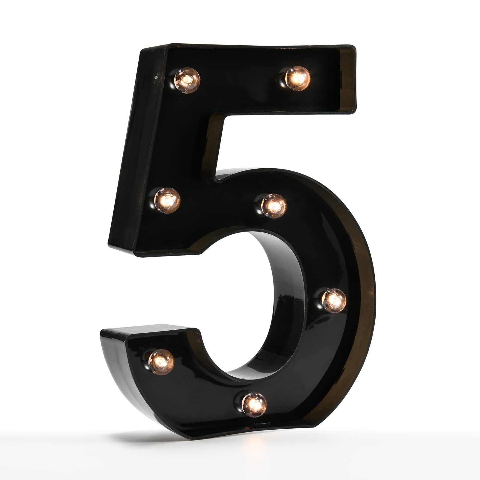 Light Up Black Alphabet Marquee Number Sign LED Marquee Number Lights Sign for Night Light Home Bar Christmas Lamp Birthday Party Wedding Decoration 5