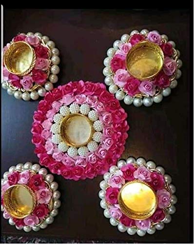 Sanvatsar Plastic Artificial Decorative Diya (Multicolour), 5 Pieces